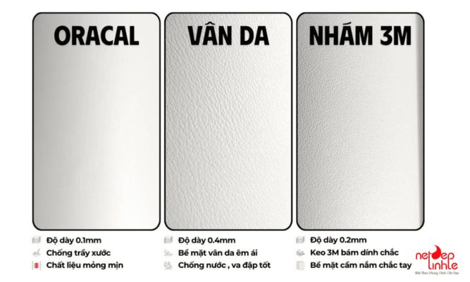 Các chất liệu tạo nên miếng dán skin iPhone thông dụng hiện nay
